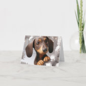 3D Dachshund Geanimeerde Kerstmis Kaart (Voorkant)