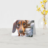 3D Dachshund Geanimeerde Kerstmis Kaart (Gele Bloem)
