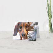 3D Dachshund Geanimeerde Kerstmis Kaart (Voorkant)