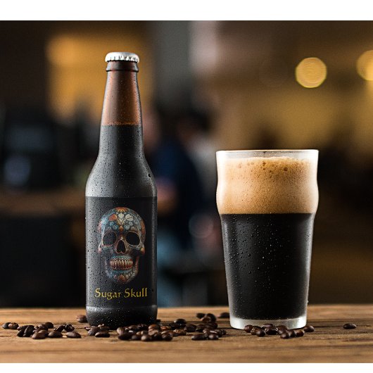 3D Dag van de Dode Schedel, op maat Bier Etiket
