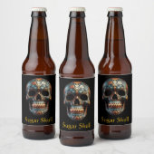 3D Dag van de Dode Schedel, op maat Bier Etiket (Flessen)