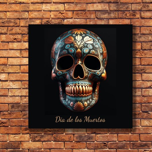 3D Dag van de Dode Schedel, op maat Canvas Afdruk