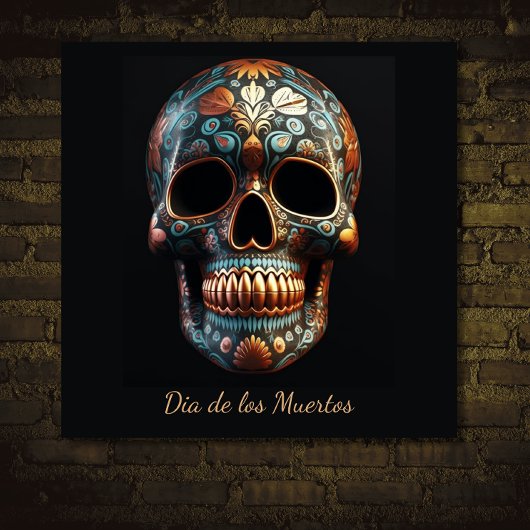 3D Dag van de Dode Schedel, op maat Canvas Afdruk