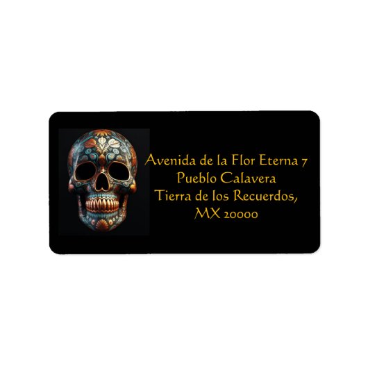 3D Dag van de Dode Schedel, op maat Etiket (Voorkant)