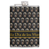 3D Dag van de Dode Schedel, op maat Heupfles (Voorkant)