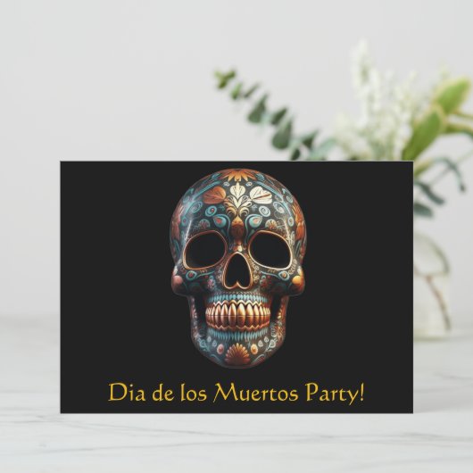 3D Dag van de Dode Schedel, op maat Kaart (Staand voorkant)