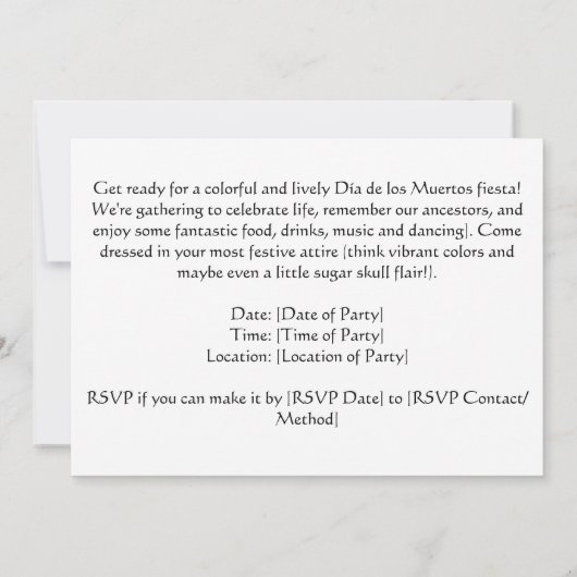 3D Dag van de Dode Schedel, op maat Kaart (Achterkant)