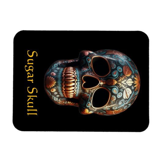 3D Dag van de Dode Schedel, op maat Magneet (Horizontaal)