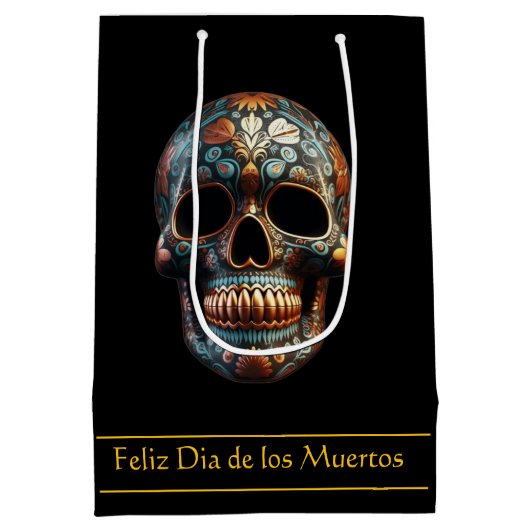 3D Dag van de Dode Schedel, op maat Medium Cadeauzakje (Achterkant)