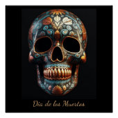 3D Dag van de Dode Schedel, op maat Perfect Poster (Voorkant)