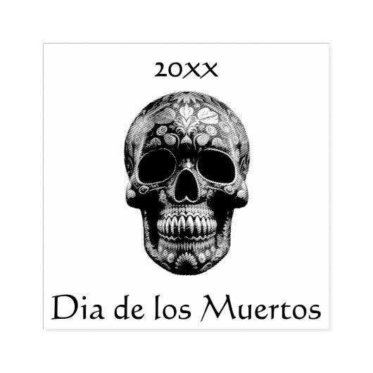 3D Dag van de Dode Schedel, op maat Rubberstempel (Afrduk)