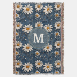 3D Daisy Borduurwerk Denim Op maat gemaakte deken