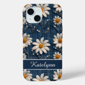 3D Daisy Denim Hoesje voor Telefoon (Achterkant)