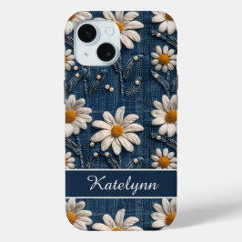 3D Daisy Denim Hoesje voor Telefoon