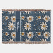 3D Daisy Embroidery Denim Custom Blanket  Deken (Voorkant)