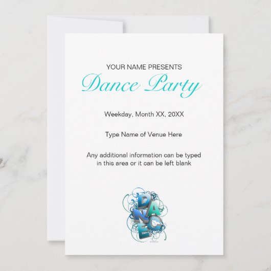 3D Dance (lente) Overweging Uitnodiging (Achterkant)