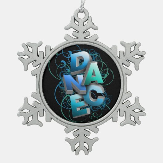 3D Dans (lente) Tin Sneeuwvlok Ornament (Voorkant)