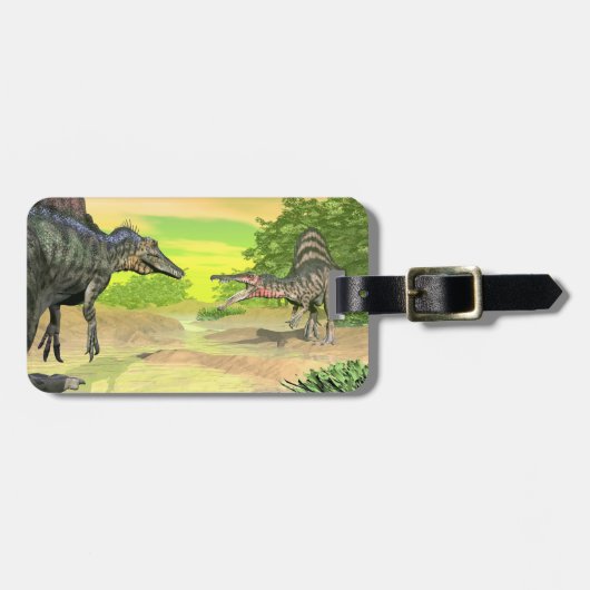 3D de dinosaurussenstrijd van Spinosaurus - geef Bagagelabel (Voorkant horizontaal)