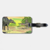 3D de dinosaurussenstrijd van Spinosaurus - geef Bagagelabel (Achterkant horizontaal)