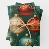 3D Delight Kerst Ornamenten Inpakpapier Vel (In situ)