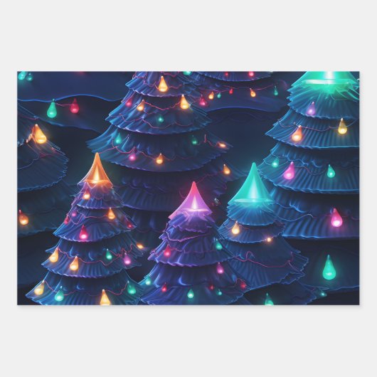3D Delight Kerstboom & Lichten Inpakpapier Vel (Voorkant)