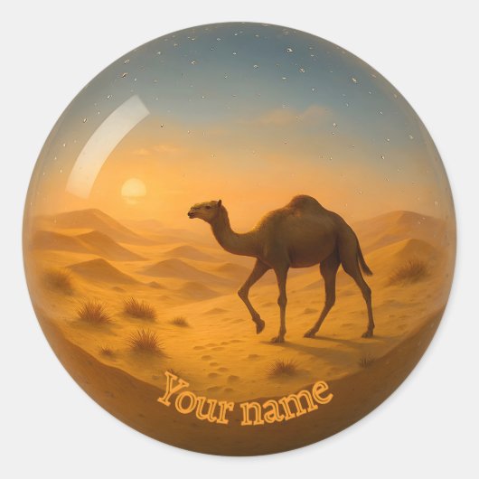 3D Desert Camel Glass Sphere Sticker (Voorkant)