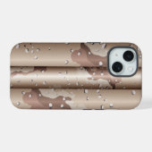 3D Desert Camo iPhone 15 Case (Achterkant horizontaal)