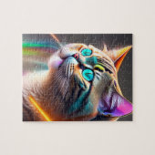 3D Digitale Kleurrijke Kat Legpuzzel (Horizontaal)
