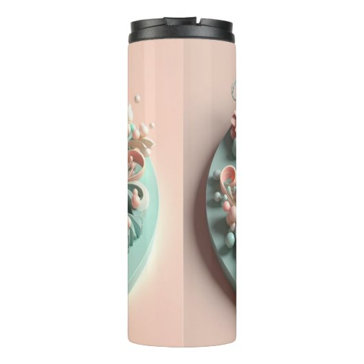 3D digitale print van elegante moderne botanische  Thermosbeker (Achterkant)