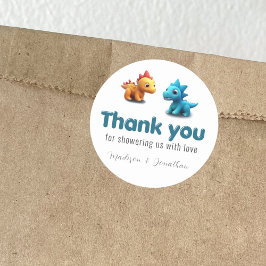 3d Dino dinosaurus baby jongen douche dank u Ronde Sticker