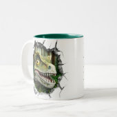 3D Dinosaur Hot Cocoa Kinder Tweekleurige Koffiemok (Voorkant links)