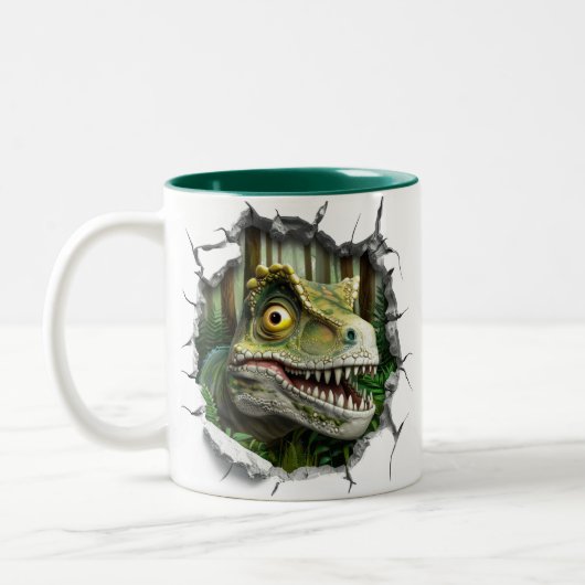 3D Dinosaur Hot Cocoa Kinder Tweekleurige Koffiemok (Links)