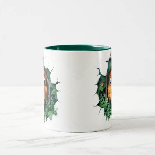 3D Dinosaur Hot Cocoa Kinder Tweekleurige Koffiemok (Center)