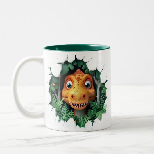 3D Dinosaur Hot Cocoa Kinder Tweekleurige Koffiemok (Links)