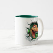 3D Dinosaur Hot Cocoa Kinder Tweekleurige Koffiemok (Voorkant rechts)