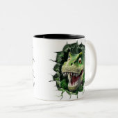 3D Dinosaur Hot Cocoa Kinder Tweekleurige Koffiemok (Voorkant rechts)