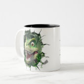 3D Dinosaur Hot Cocoa Kinder Tweekleurige Koffiemok (Voorkant links)