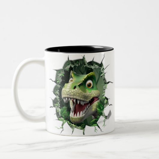 3D Dinosaur Hot Cocoa Kinder Tweekleurige Koffiemok (Links)