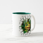3D Dinosaur Hot Cocoa Kinder Tweekleurige Koffiemok (Voorkant rechts)