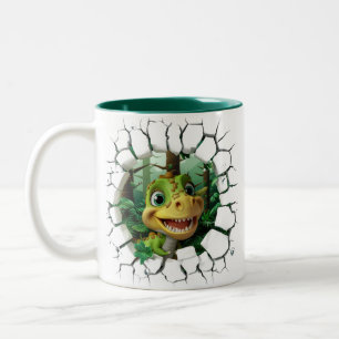 3D Dinosaur Hot Cocoa Kinder Tweekleurige Koffiemok