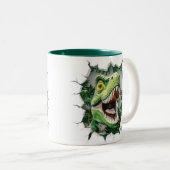 3D Dinosaur Hot Cocoa Kinder Tweekleurige Koffiemok (Voorkant rechts)