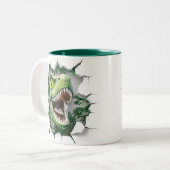 3D Dinosaur Hot Cocoa Kinder Tweekleurige Koffiemok (Voorkant links)