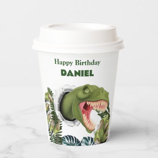 3D Dinosaur Verjaardag Papieren Bekers (Voorkant)