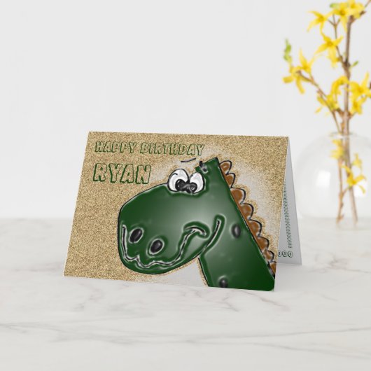 3D Dinosaurus Verjaardag Kaart (Gele Bloem)