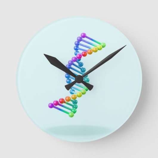 3D DNA dubbele helix ona blauwe achtergrond Ronde Klok (Voorkant)