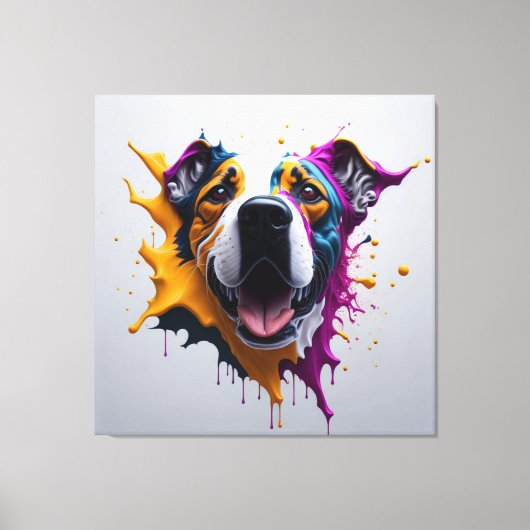 3D Dog incredibly realistic, PREMIUM CANVAS PRINT (Voorkant)