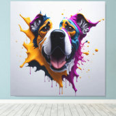 3D Dog incredibly realistic, PREMIUM CANVAS PRINT (Insitu (Houten vloer))