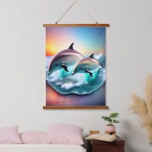 3D Dolfijnen Ocean Sunset Tropical Beach Vibe