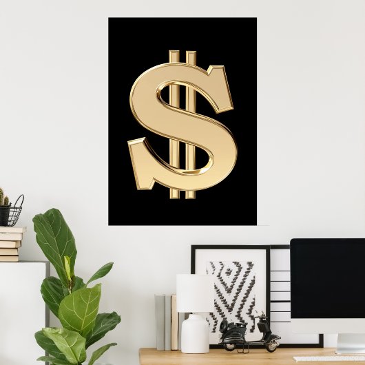 3D-dollarteken Poster (Thuiskantoor)