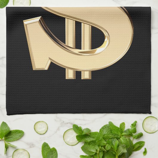 3D-dollarteken Theedoek (Gevouwen)